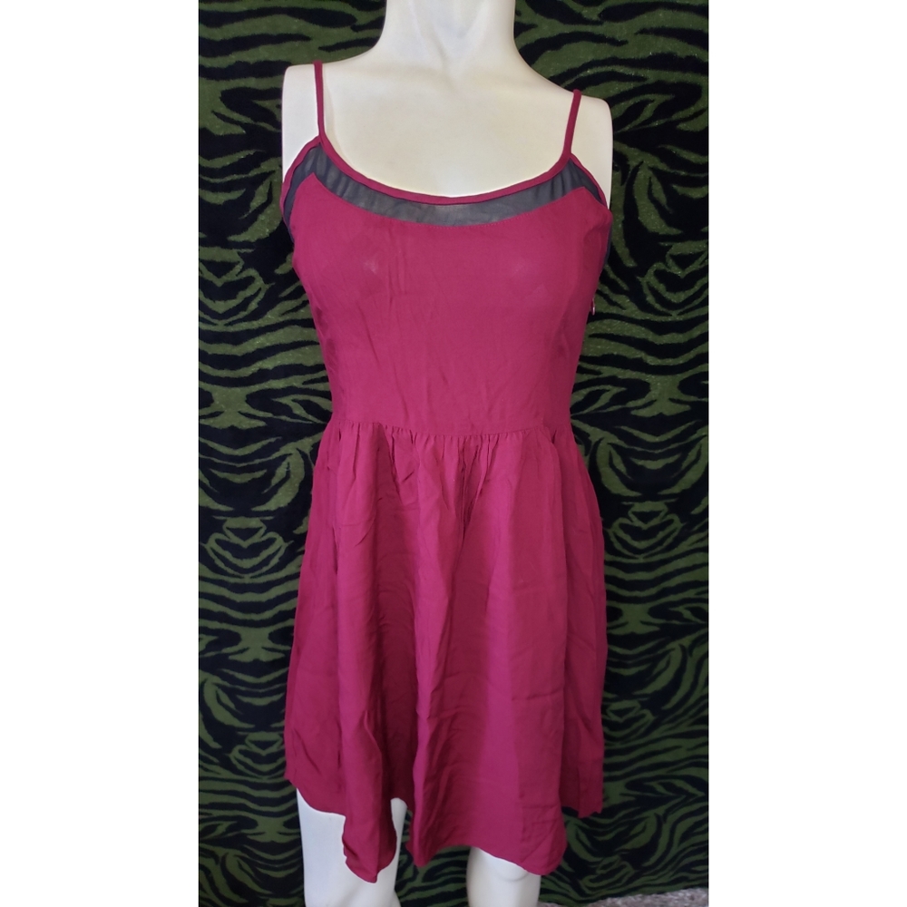 Forever 21 burgundy w/ black mesh dress